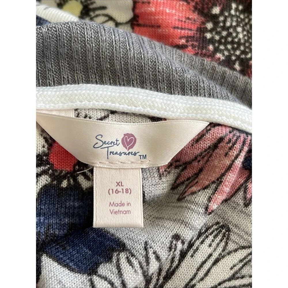 Secret Treasures Time and Tru Hacci Knit V-Neck Pajama Soft Top Sz XL Sz 16-18
